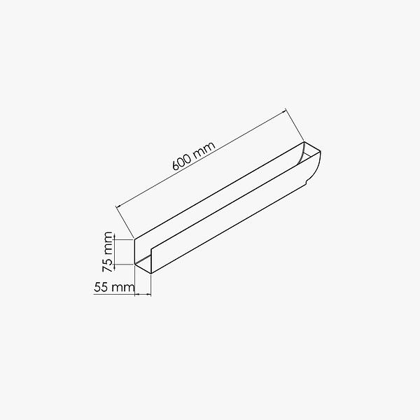 TECNOPROFILS - Cache-Chevron - L. 600 x l. 55 x h. 75 mm - Blanc - large