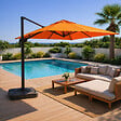 CONCEPT USINE - Parasol carré 3x3 déporté rotatif orange en aluminium PALATINO - vignette