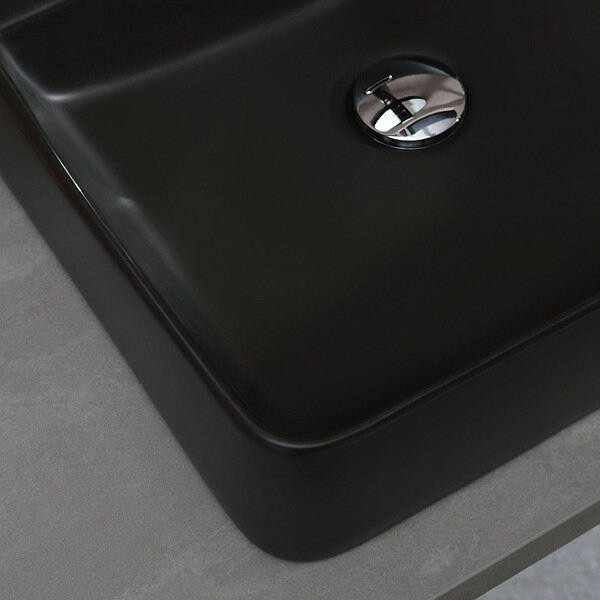 KIAMAMI VALENTINA - Lavabo Carré En Céramique Noire À Poser - large