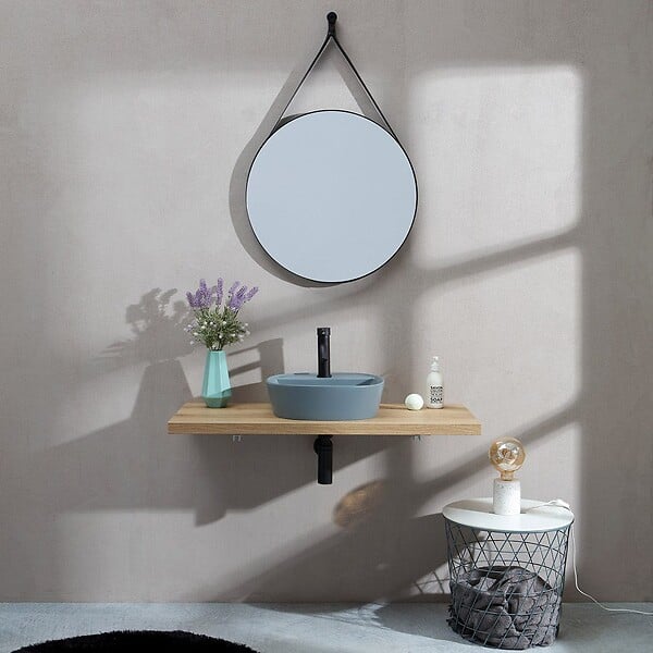 KIAMAMI VALENTINA - Lavabo Rond À Poser Gris Bleuté - large