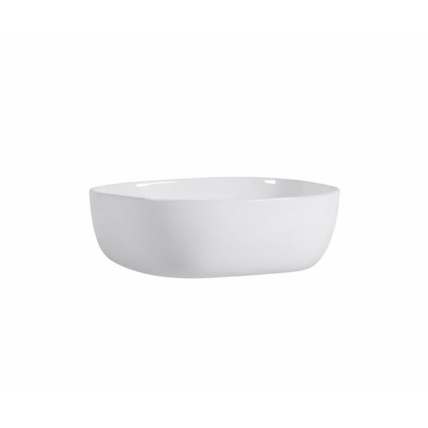 KIAMAMI VALENTINA - Lavabo Carré En Céramique Blanche De 42Cm À Poser - large