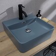 KIAMAMI VALENTINA - Lavabo Carré En Céramique Gris Bleu - vignette
