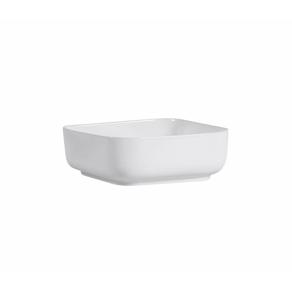 KIAMAMI VALENTINA - Lavabo Carré De 40 Cm Avec Angles Biseautés En Céramique Blanche Pour Installation Sur Plan - large