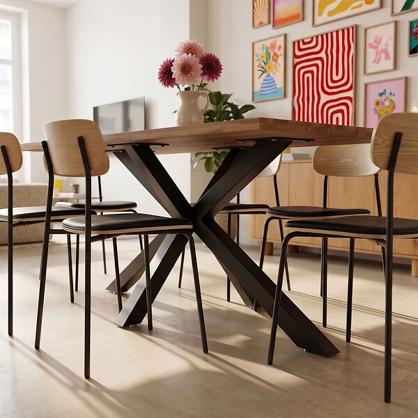 OVIALA - Table de jardin en aluminium et bois d'acacia 8 places 200x95 cm - Stella - large