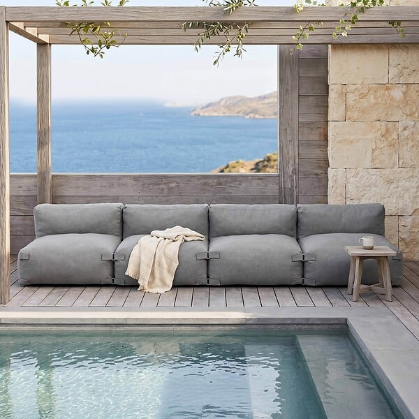 OVIALA - Salon de jardin modulable 4 places gris - Mixi - large