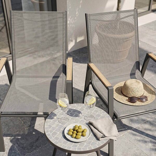 OVIALA - Lot de 2 chaises de jardin en aluminium et textilène - Savannah - large
