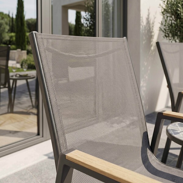 OVIALA - Lot de 2 chaises de jardin en aluminium et textilène - Savannah - large