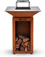 GRILL'CHIC - GRILL'CHIC - Pack Privilège Brasero Cévenol Corten Bois Carré - Simple Cuve - Avec Bâche + Grille + Stop Food Inclus - À Assembler - Fabriqué en France - 74 L x 74 P x 89 H cm - vignette