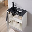 PLANETE BAIN - Meuble pour wc blanc avec lave mains design noir et mitigeur noir - vignette