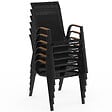 ID MARKET - Salon de jardin NOUMEA table 240 cm plateau verre trempé effet bois et 10 chaises empilables noir et bois - vignette
