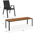 ID MARKET - Salon de jardin NOUMEA table 240 cm plateau verre trempé effet bois et 10 chaises empilables noir et bois - vignette