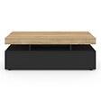 ID MARKET - Table basse rectangulaire ELSA 100 cm 2 tiroirs en bois noir et plateau façon hêtre - vignette