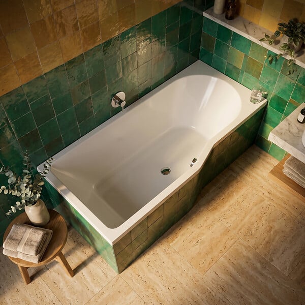 LAGUNA - 160x80 cm Beata Plus baignoire bain douche asymétrique acrylique positionnement gauche, sans pieds, blanc (BE1600LPLUS) - large