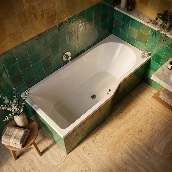 LAGUNA - 160x80 cm Laguna Beata Plus baignoire bain/douche asymétrique avec pieds, acrylique, gauche, blanc (BE1600LPLUS-SET) - large