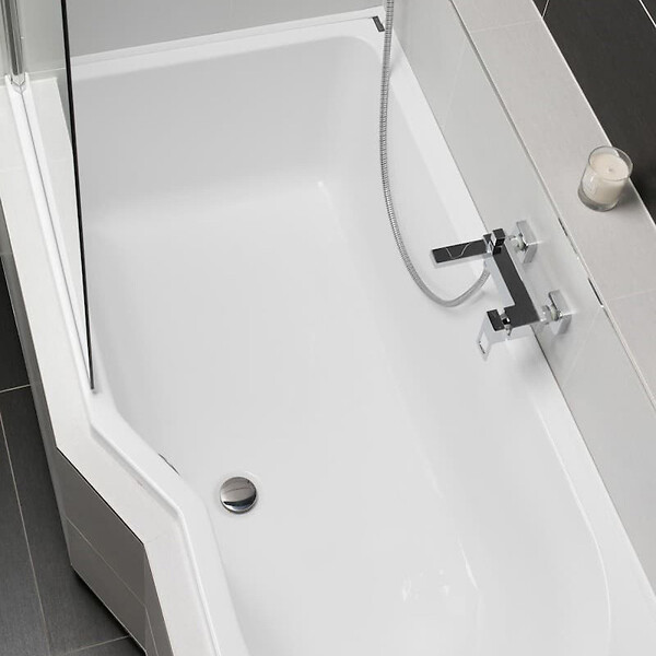 LAGUNA - 160x80 cm Laguna Beata Plus baignoire bain/douche asymétrique avec pieds, acrylique, gauche, blanc (BE1600LPLUS-SET) - large
