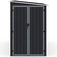 ID MARKET - Abri de jardin adossé 3 m² gris en acier galvanisé avec base double porte latérale - vignette