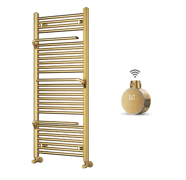 OTITEC - Sèche-serviettes électrique – 120 x 50 cm – Doré – 500W - Avec thermostat connecté - SUDO - large