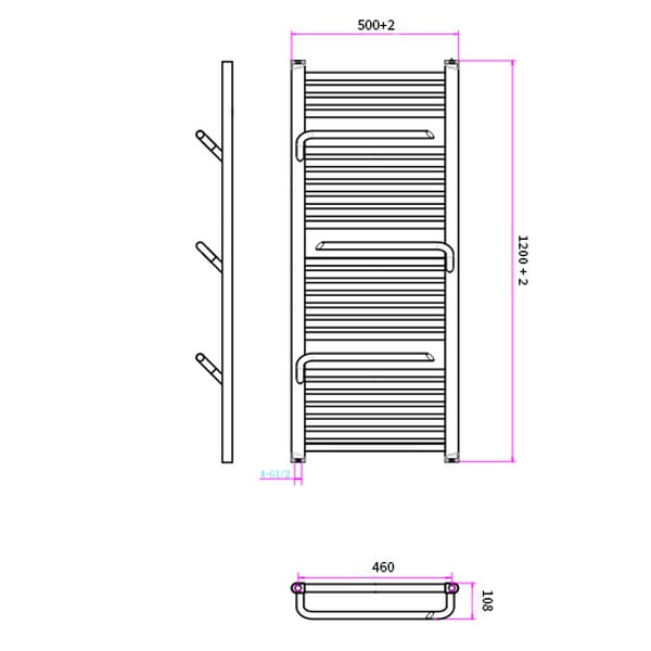 OTITEC - Sèche-serviettes électrique – 120 x 50 cm – Doré – 500W - Avec thermostat connecté - SUDO - large