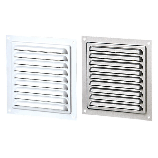BLAUBERG - Grille aération ventilation aluminium avec moustiquaire - LxH (mm): 150 x 150 - Couleur: Gris argent - large