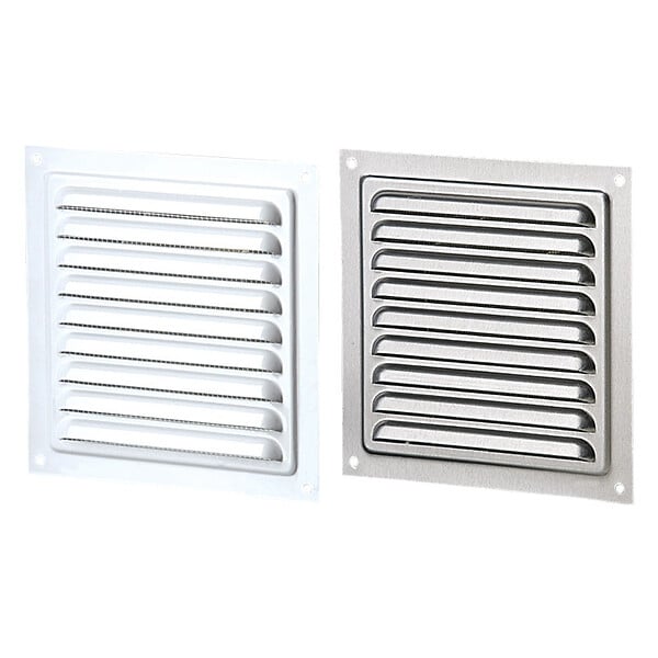 BLAUBERG - Grille aération ventilation aluminium avec moustiquaire - LxH (mm): 150 x 150 - Couleur: Blanc - large
