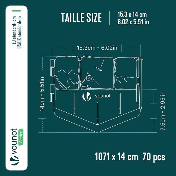 VOUNOT - Lot de 70 pcs Bordure de jardin imitation pierre facile a installer 10.7m gris - large
