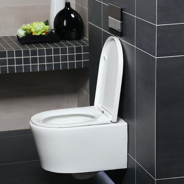 SWISS AQUA TECHNOLOGIES - WC suspendu sans bride et fixations invisibles + abattant frein de chute (SATBRE010RREXP) - large