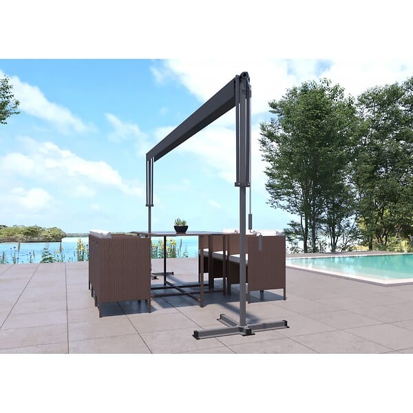 CONCEPT USINE - Store banne double pente 4 x 3 m gris ISEO - large