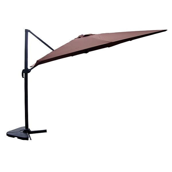 CONCEPT USINE - Bundle parasol rectangulaire 3x4m déporté rotatif marron aluminium + housse CESARE - large