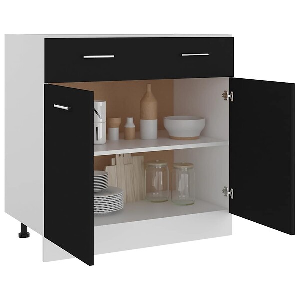 VIDAXL - vidaXL Armoire de plancher à tiroir "Lyon" Noir 80x46x81,5 cm - large