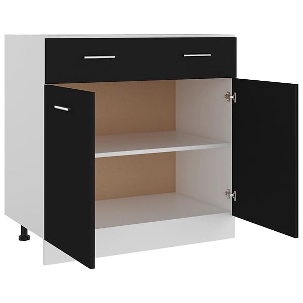 VIDAXL - vidaXL Armoire de plancher à tiroir "Lyon" Noir 80x46x81,5 cm - large