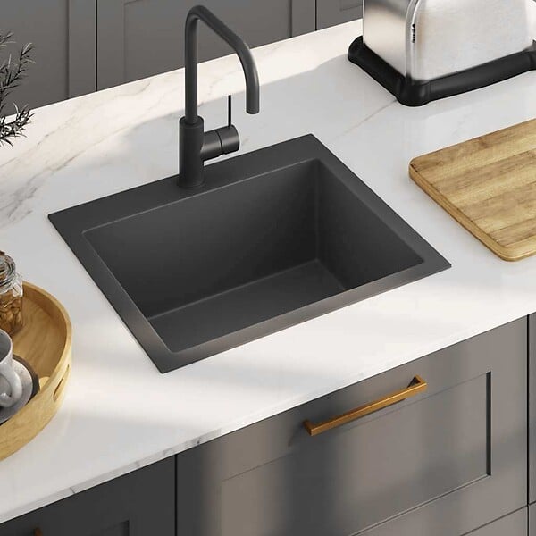 VIDAXL - vidaXL Évier de cuisine fait main Noir Acier inoxydable - large