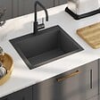 VIDAXL - vidaXL Évier de cuisine fait main Noir Acier inoxydable - vignette