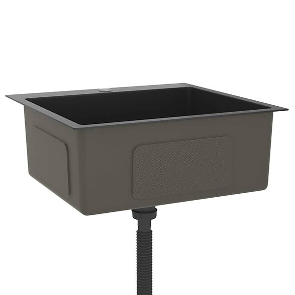 VIDAXL - vidaXL Évier de cuisine fait main Noir Acier inoxydable - large