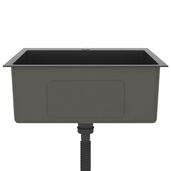 VIDAXL - vidaXL Évier de cuisine fait main Noir Acier inoxydable - large