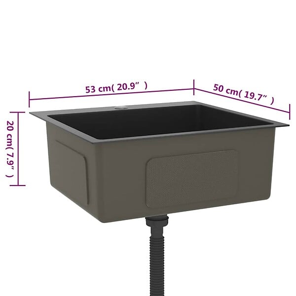 VIDAXL - vidaXL Évier de cuisine fait main Noir Acier inoxydable - large