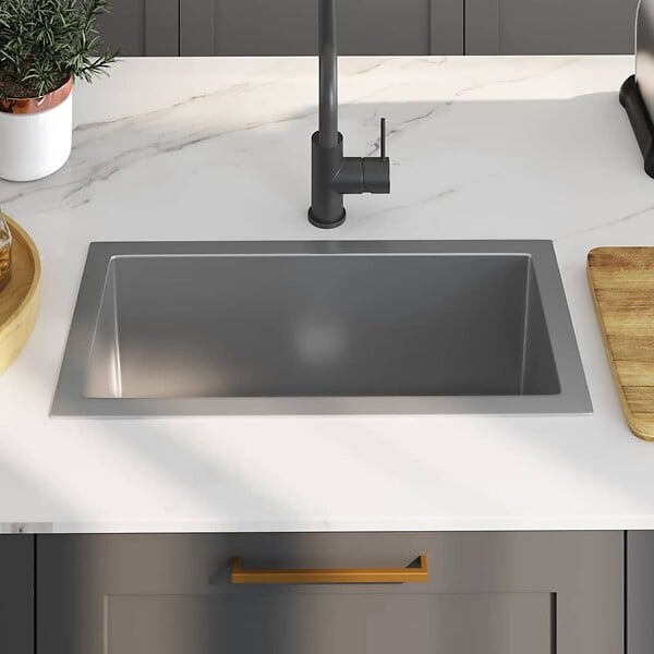VIDAXL - vidaXL Évier de cuisine fait main Acier inoxydable - large