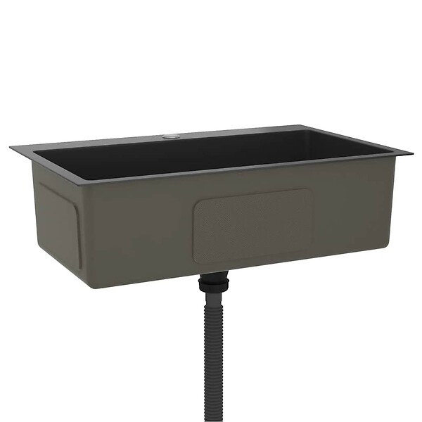 VIDAXL - vidaXL Évier de cuisine fait main Noir Acier inoxydable - large