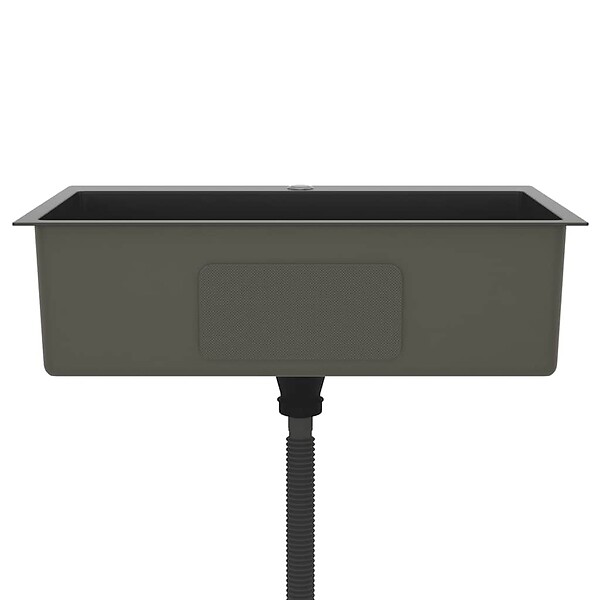 VIDAXL - vidaXL Évier de cuisine fait main Noir Acier inoxydable - large