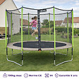 KANGUI - Trampoline jardin Ø 360 cm + filet + échelle + bâche - JUMPI 360 - Taupe/Vert - vignette