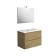 ALLIBERT - Ensemble meuble salle de bain 80 cm + plan céramique + miroir + led - Effet Chêne Australien - A suspendre - Max - vignette