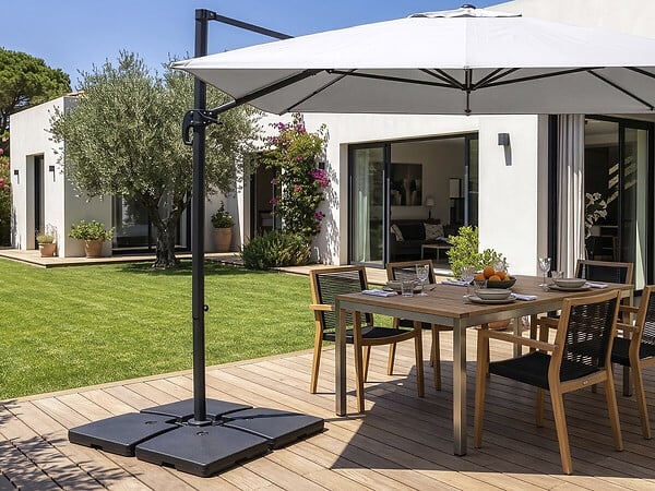 HABITAT ET JARDIN - 4 Dalles à lester pour gros parasol déporté - 4 x 3 - 104 KG - Noir - large