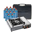 KEMPER - Réchaud à gaz 2200W Inox + 12 Cartouches de gaz Camping Allumage piezo Système Sécurité KEMPER - vignette