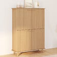 ID MARKET - Meuble de rangement 4 portes JULIETTE effet lattes tasseau bois coloris chêne - vignette