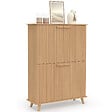 ID MARKET - Meuble de rangement 4 portes JULIETTE effet lattes tasseau bois coloris chêne - vignette