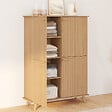 ID MARKET - Meuble de rangement 4 portes JULIETTE effet lattes tasseau bois coloris chêne - vignette