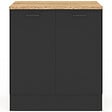 ID MARKET - Meuble bas de cuisine 80 cm STIL appoint 2 portes bois et noir - vignette