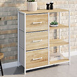 ID MARKET - Buffet d'appoint 3 tiroirs et étagères 70 cm UTAH design industriel bois et blanc - vignette