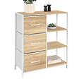 ID MARKET - Buffet d'appoint 3 tiroirs et étagères 70 cm UTAH design industriel bois et blanc - vignette
