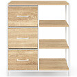 ID MARKET - Buffet d'appoint 3 tiroirs et étagères 70 cm UTAH design industriel bois et blanc - vignette