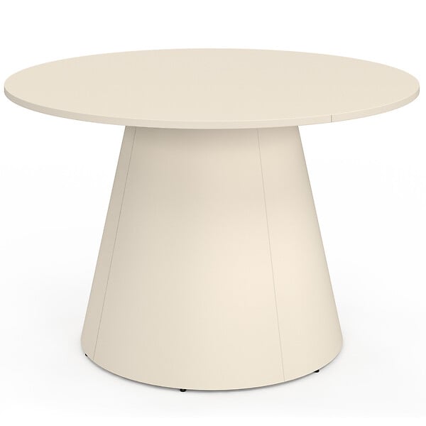 ID MARKET - Table de jardin ronde AMELIA 120 CM 6 personnes avec pied central en métal beige - large
